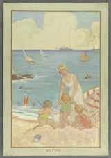 ჰენრი-ნოზაის-1933-ზღვის ესკიზი-გოგოთა-სკოლის-ეზო-ეზო-სკოლა-რუე-დუპლექსის-15-ე ოლქი-პარიზის-ხელოვნების-ბეჭდვით-სახვითი-ხელოვნება- რეპროდუქცია-კედლის ხელოვნება