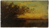 felix-ziem-1850-lake-sunset-on-reverse-abụọ-studies-art-print-fine-art-mmeputa-wall-art