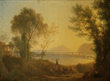 joseph-rebell-1825-italiaanse-landskap-met-sonsondergang-kunsdruk-fynkuns-reproduksie-muurkuns-id-a5tueh98k