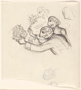 leo-gestel-1891-karikatura-leo-gestel-in-njegova žena-s cvetovi-umetnost-tisk-likovna-reprodukcija-stena-umetnost-id-a5unvsrhw