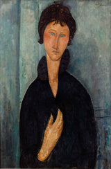 阿梅代奧·莫迪利亞尼-1918-藍眼睛的女人藝術印刷美術複製品牆藝術