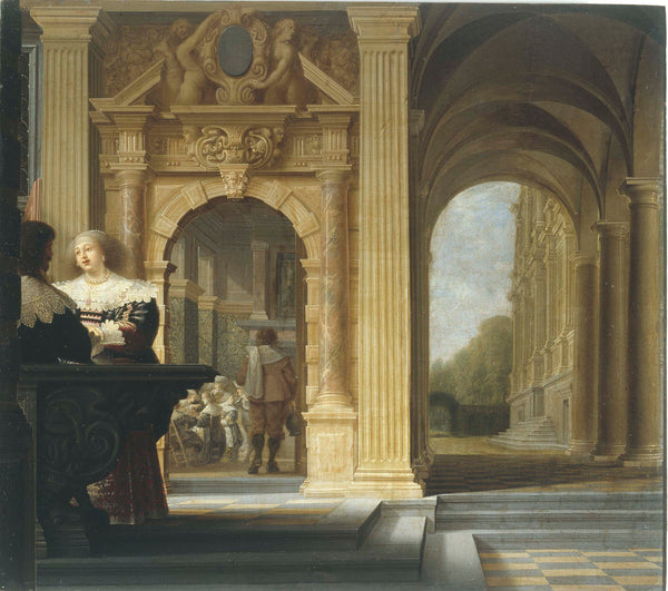 dirck-van-delen-1630-gallant-scene-in-a-palace-art-print-fine-art-reproduction-wall-art