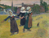 paul-gauguin-1888-bretonse meisies-dans-pont-aven-kunsdruk-fynkuns-reproduksie-muurkuns-id-a620i2h2d
