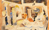 查爾斯·德穆斯-1918-露露和舍恩-阿爾瓦在午餐藝術印刷品美術複製品牆藝術 id-a62yu3rtz