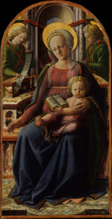 fra-filippo-lippi-1440-madonna-en-kind-op de troon-met-twee-engelen-art-print-fine-art-reproductie-wall-art-id-a65pvjxra