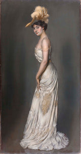 安東尼奧·德拉·甘達拉 1903 年雷內·普雷耶蘭夫人的肖像藝術印刷品美術複製品牆壁藝術