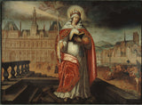 anonymous-1620-sainte-genevieve-patron-of-paris-in-front-of-the-city-hall-right-repulsed-the-huns-to-4th-1620-current-district-art-print-fine-art-reproduction-wall-art