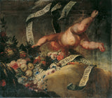 peter-strudel-1699-kerub-med-blommor-frukter-och-bannerkonst-tryck-finkonst-reproduktion-väggkonst-id-a6bbor5d8