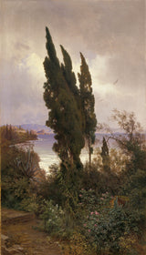 Ludwig-hans-Fischer-1888-hage-i-front-of-the-royal-palass-in-Korfu-art-print-fine-art-gjengivelse-vegg-art-id-a6dn41slv