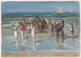 јохан-антоние-де-јонге-1874-виссер-сцхуит-окружен-децом-на-плажи-уметничка-штампа-ликовна-репродукција-зид-уметност-ид-а6ф03идкн
