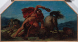 尤金·德拉克罗瓦（Eugene-Delacroix）1849年在巴黎的德维尔酒店的沙龙为萨隆德拉帕克斯（Salon de la Paix）素描大力士杀死半人马座雕像的艺术打印精细艺术复制墙艺术