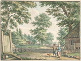 izaak-schmidt-1750-landskap-met-twee-mense-in-'n-plaashuis-kunsdruk-fynkuns-reproduksie-muurkuns-id-a6gfp2uzg