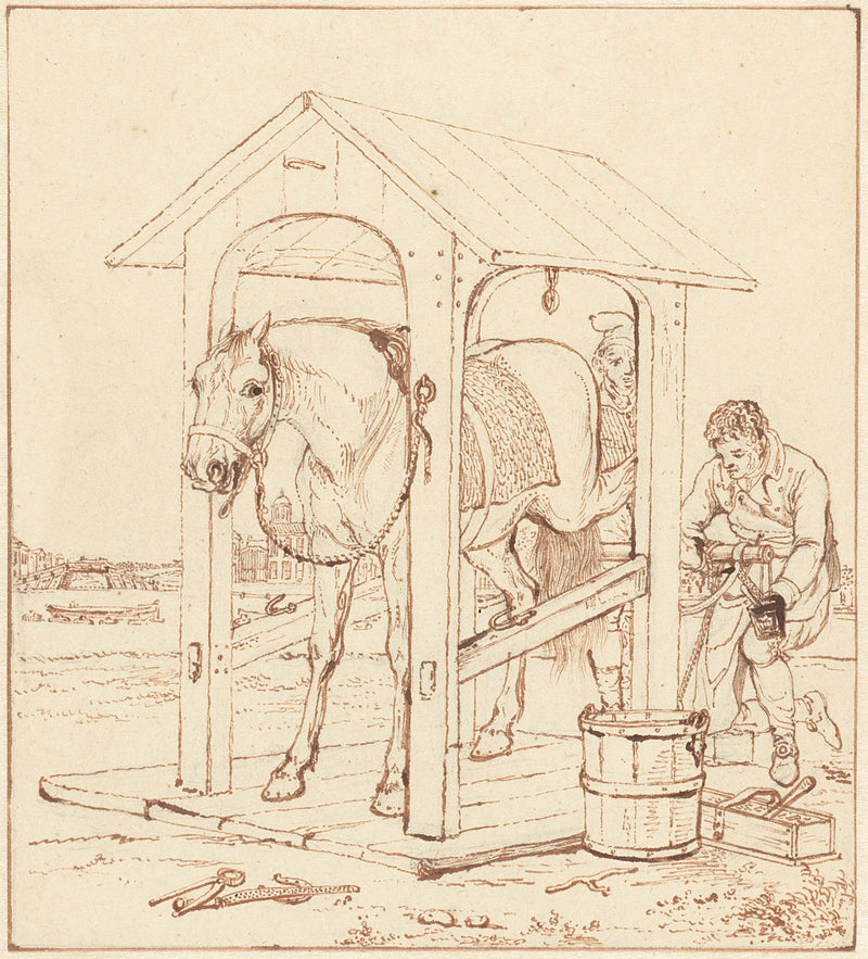 johannes-vinkeles-1793-shoeing-a-horse-art-print-fine-art-reproduction-wall-art-id-a6hinhg0h