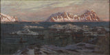 アンナ・ボバーグ・漁港・太陽に照らされた山々・北ノルウェーからの研究・アートプリント・ファインアート・複製・壁アート-id-a6m60vwwl