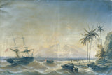 josef-carl-berthold-puttner-1854-manowari-off-the-south-sea Islands-art-print-fine-art-reproduction-wall-art-id-a6qictxd6