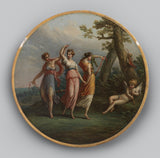安東尼奧·祖奇-1772-三個跳舞的仙女和一個斜倚的丘比特在風景藝術印刷品美術複製品牆藝術 id-a6s7q2zuv