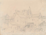 louis-adolphe-hervier-1828-bagsiden-af-huset-med-en-hest-hviler-på-et-kunsttryk-fine-art-reproduktion-vægkunst-id-a6s8o5nff