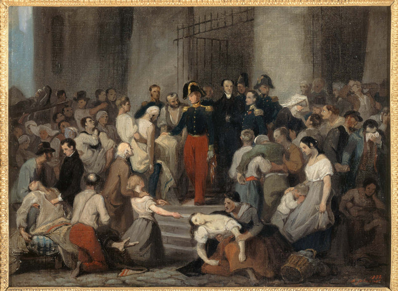 alfred-johannot-1832-the-duke-of-orleans-visiting-the-sick-of-the-hotel-dieu-during-the-cholera-epidemic-in-1832-art-print-fine-art-reproduction-wall-art