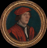 漢斯·霍爾拜因年輕的 1532 年紅帽男子肖像藝術印刷美術複製品牆藝術 id-a6v2a1kqm