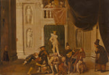 pieter-jansz-quast-1643-zmagoslavje-neumnosti-brut-igranje-norca-pred-kraljem-tarkvinijem-umetniški-tisk-reprodukcija-likovne-umetnine-stenska-umetnost-id-a6xf36ar7