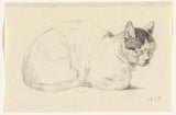 ジャン・ベルナール-1815-右に横たわる猫-アート・プリント-ファイン・アート-複製-ウォール・アート-id-a6xlljgoy