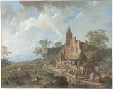 亨德里克·梅耶爾-1767-丘陵景觀村莊的收穫-藝術印刷-精美藝術-複製品-牆藝術-id-a719f3lu6
