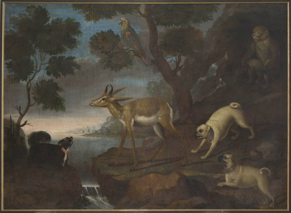 david-kock-bengalese-deer-attacked-by-pugs-art-print-fine-art-reproduction-wall-art-id-a71optxah