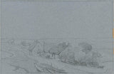 andreas-schelfhout-1797-landschap-met-paar-huizen-en-bomen-van-een-heuvel-gezien-kunst-print-fine-art-reproductie-muurkunst-id-a733bs2s3