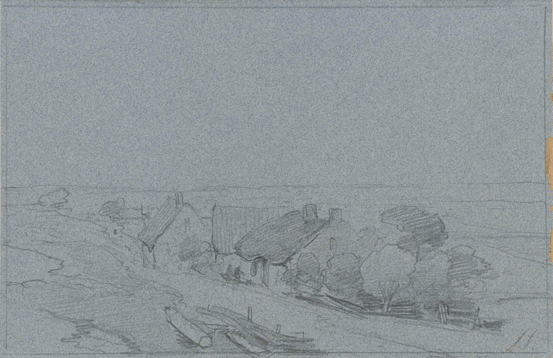 andreas-schelfhout-1797-landscape-with-few-houses-and-trees-of-a-hill-seen-art-print-fine-art-reproduction-wall-art-id-a733bs2s3