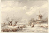 lodewijk-johannes-kleijn-1827-נוף-חורף-עם-מחליקים-על-ידי טחנת רוח-אמנות-הדפס-אמנות-רבייה-קיר-אמנות-id-a763g1unq