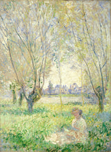 클로드 모네-1880-버드나무 아래 앉아 있는 여자-예술-인쇄-미술-복제-벽-예술-id-a76zqc3v4