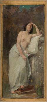 georges-callot 1890年，素描为巴黎德维尔酒店的休息室的信的哲学艺术印刷精美的艺术复制品墙壁艺术