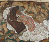 埃贡·席勒1915年-死亡和处女艺术印刷精美的艺术复制品-art-id-a7b4ny30u