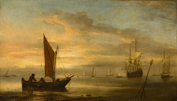 willem-van-de-velde-the-younger-1680-sunset-at-sea-art-print-fine-art-reproduction-wall-art-id-a7bao5o11