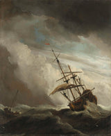 Willem-van-de-velde-ii-1680上的一艘船在公海被一场qua风捉住，被称为艺术印刷精美的艺术复制品墙art-id-a7ddv5ugw