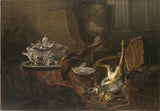 jean-baptiste-oudry-1738-stilleben-med-dødt-spill-og-en-sølv-turn-på-et-tyrkisk-teppe-kunsttrykk-kunst-reproduksjon-veggkunst-id- a7demdm5k