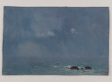 Хенри-Брокман-1910-пејзаж-со-две-карпи-уметност-печатење-фина-уметност-репродукција-ѕидна уметност