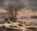 Йохан-християнин-Дал-1827-зимен пейзаж-близко до Vordingborg-арт-печат-фино арт-репродукция стена-арт-ID-a7h8mdlr3