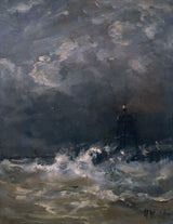 hendrik-willem-mesdag-1900-latarnia morska-przebijająca-fale-sztuka-druk-reprodukcja-dzieł sztuki-sztuka-ścienna-id-a7ipfwpl2