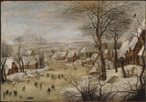 彼得·布鲁格年轻的冬季景观，与溜冰者和一只鸟陷阱艺术打印精细艺术再现墙艺术id a7jwbltcd