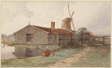 hendrik-abraham-klinkhamer-1859-moinho-com-edifícios-de-madeira-em-amsterdam-impressão-de-arte-reprodução-de-belas-artes-arte-de-parede-id-a7komz5a2