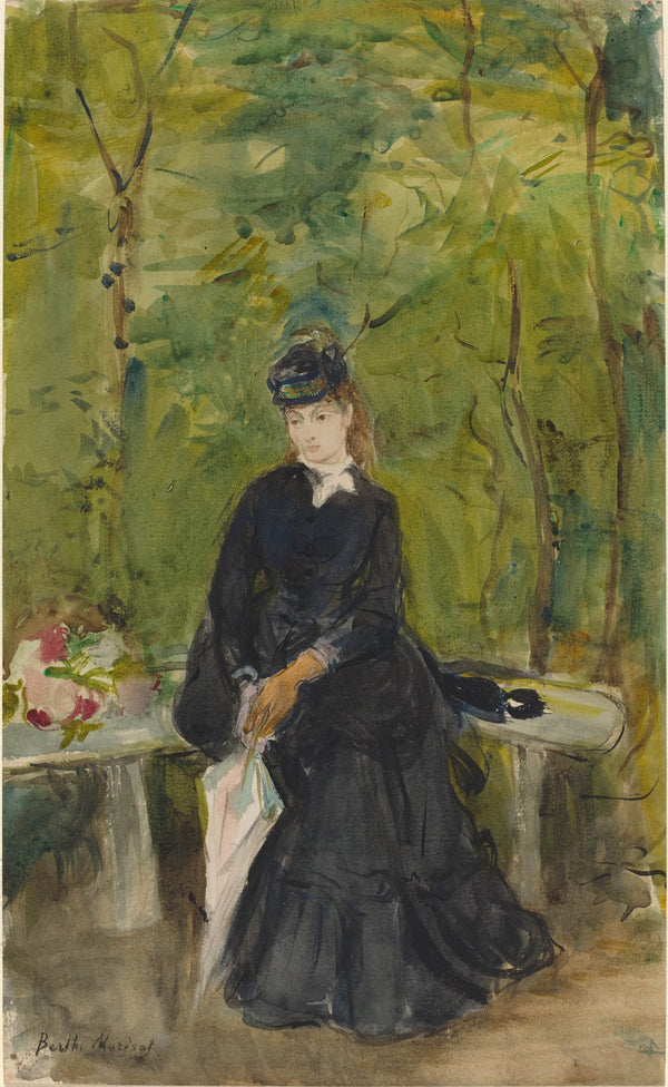 berthe-morisot-1864-the-artists-sister-edma-seated-in-a-park-art-print-fine-art-reproduction-wall-art-id-a7l08rqeg