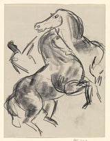 Лео-Гестел-1891-Студија-лист-са-коњима-и-личност-уметничка-штампа-ликовна-репродукција-зид-уметност-ид-а7липт05к