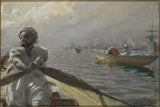 安德斯·佐恩（Anders-zorn）1886年，土耳其船夫在君士坦丁堡港口艺术印刷精美的艺术复制品墙艺术ID A7M39INOX
