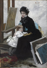 阿爾伯特·貝斯納德-1880-瑪德琳-勒羅爾-和她的女兒-伊馮-藝術印刷品-精美藝術-複製品-牆藝術-id-a7mn3rnht