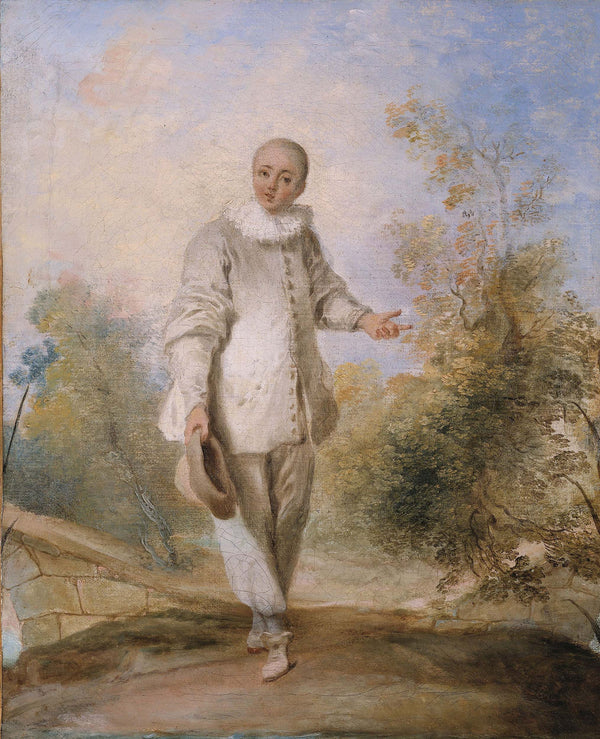 ecole-francaise-pierrot-standing-in-a-landscape-art-print-fine-art-reproduction-wall-art