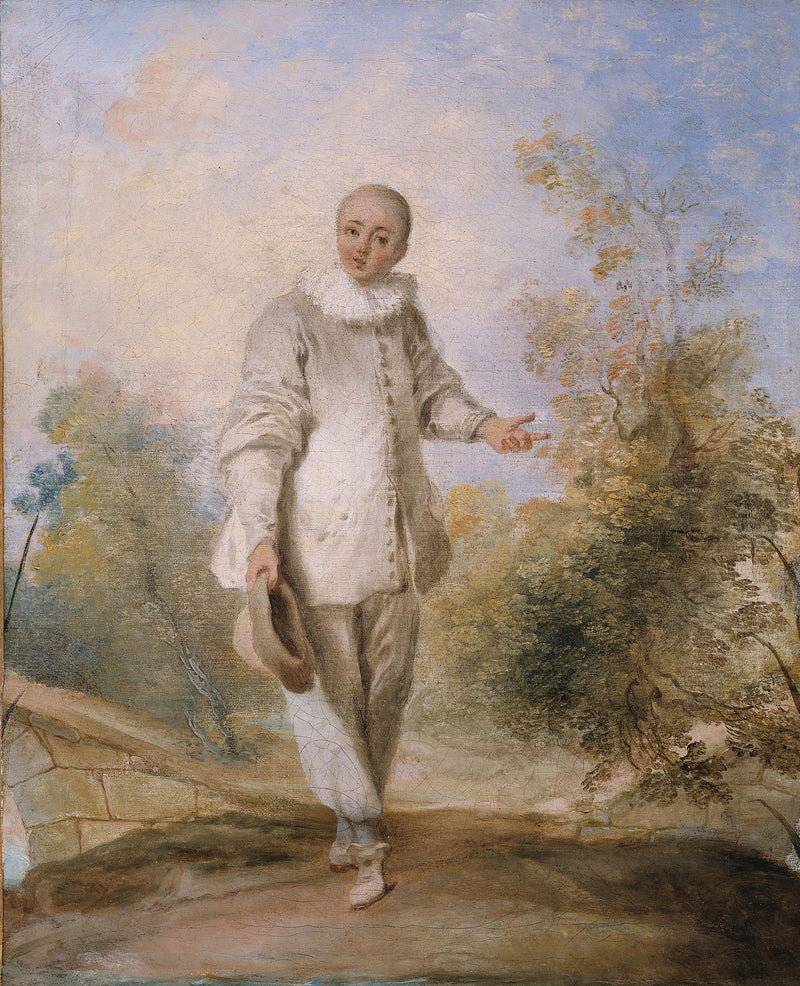 ecole-francaise-pierrot-standing-in-a-landscape-art-print-fine-art-reproduction-wall-art