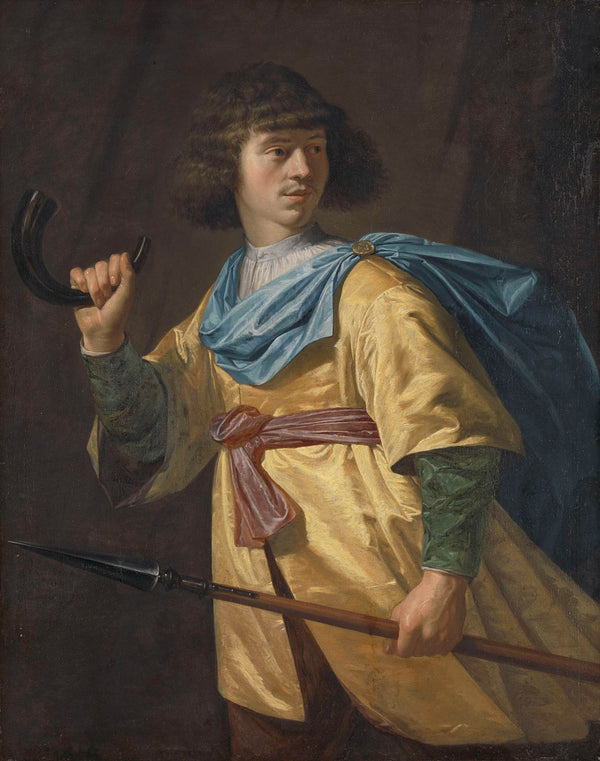 peter-danckerts-de-rij-1635-portrait-of-a-young-man-with-a-javelin-and-a-hunting-horn-art-print-fine-art-reproduction-wall-art-id-a7o845cru