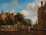 Jan-ван дер--heyden-1670-Амстердам-с изглед към града-с-къщи-на-на-Herengracht-съвременните печат-фино арт-репродукция стена-арт-ID-a7py1szmy