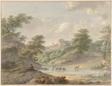 hermanus-numan-1754-landscape-with-seated-draftsman-and-castle-on-water-art-print-fine-art-reproduction-wall-art-id-a7qxycsem
